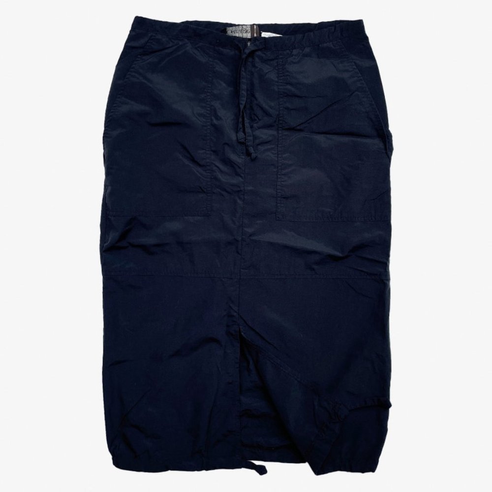 Black Vintage Garage Cargo Parachute Midi Skrit